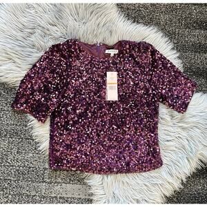 NANETTE By Nanette Lepore Women’s Plum Colored Sequin‎ Top Size Small ($88)